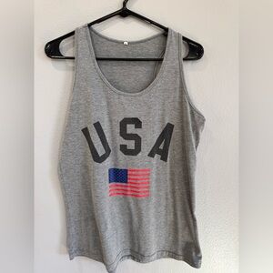 Gray USA Tank Top with Flag Design